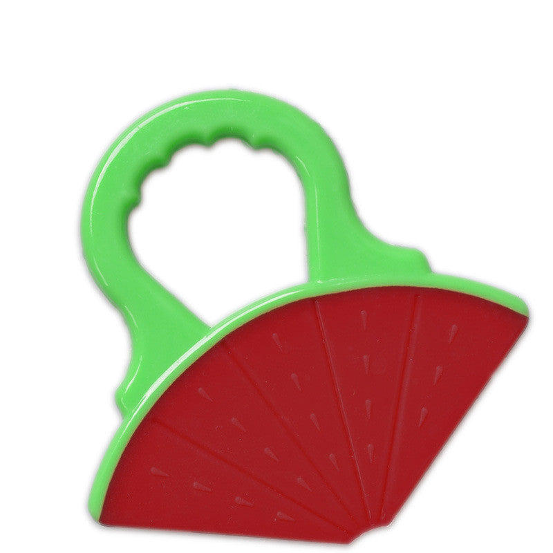 Baby silicone fruit teething toy close-up