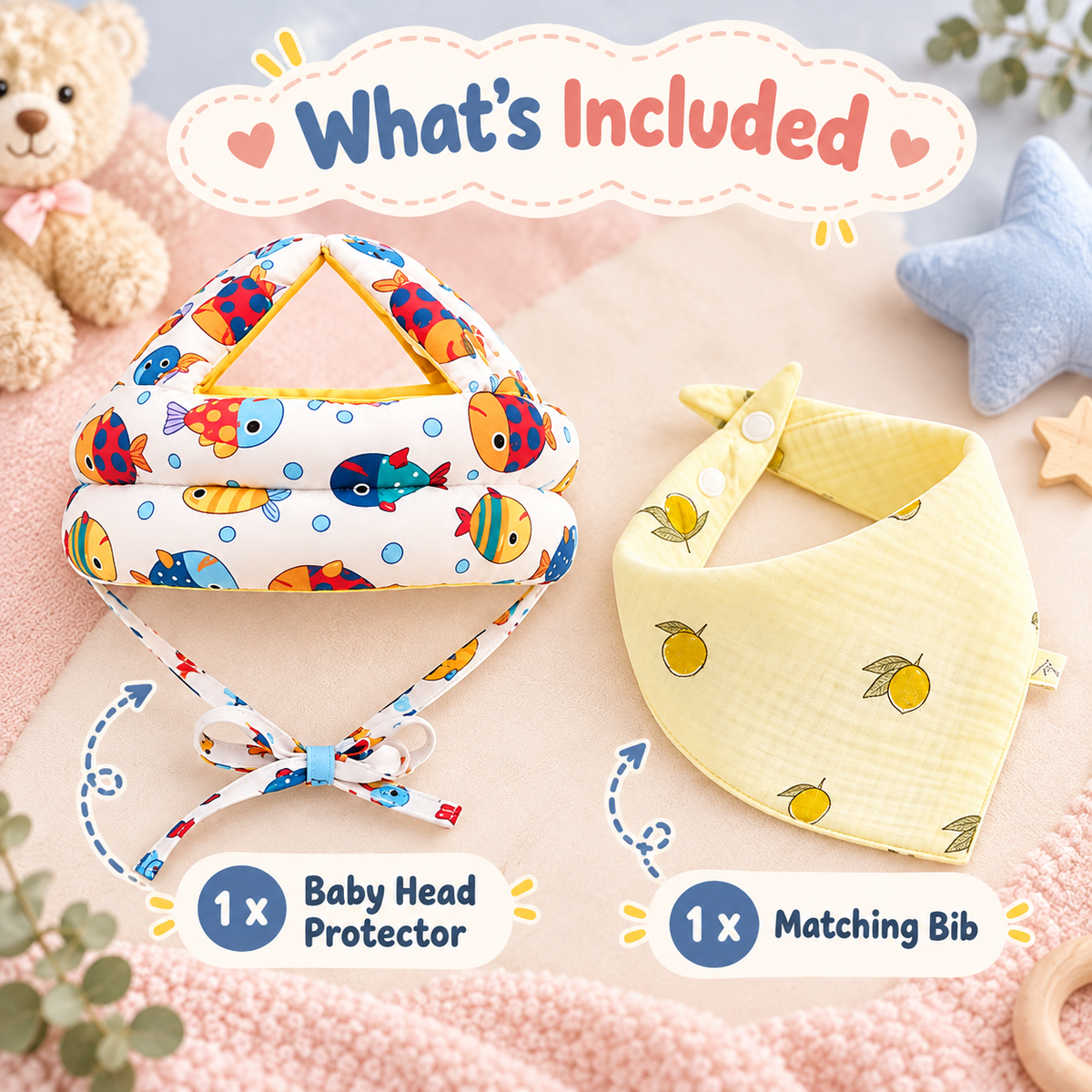 Baby Head Protector & Bib
